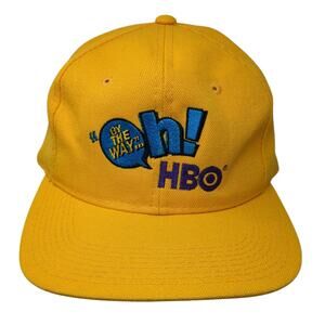 Vintage Oh! By The Way... HBO Snapback Trucker Hat Yellow Embroidered Logo TV